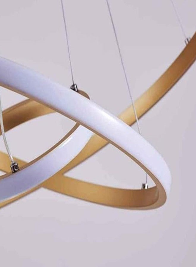 SINOMAN ثريا سينومان العصرية ذات التصميم الحلزوني بثلاث حلقات LED، تُعلق على السقف - ارتفاع قابل للتعديل مع 3 أوضاع إضاءة ملونة، مثالية لغرفة المعيشة/غرفة النوم/المنزل (سلسلة تعليق L-3 (ذهبي)) - Image 2